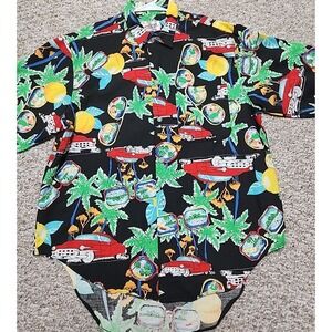 Bon Homme Mens L Floral Short Sleeve Button Hawaiian Shirt USA